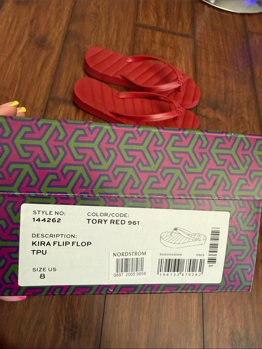 Tory Burch Tory Red Quilted Logo Flip-Flop Sandals